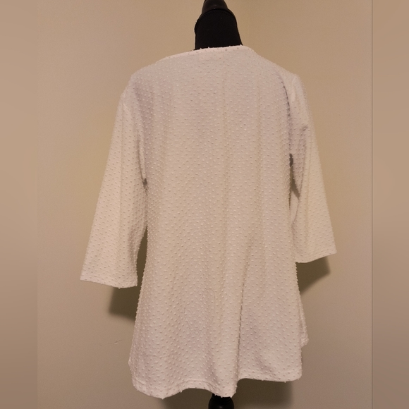 Anthropologie W5 Twist Front Ivory Swiss-Dot 3/4 Sleeve Knit Top Size XL - Picture 3 of 12